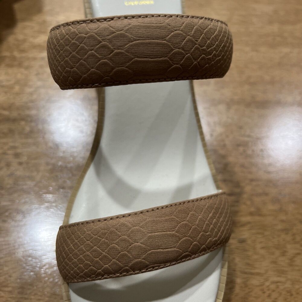 Oasis Society California Sienna Tan Double Strap Platform Slide Sandals Size 10 - Picture 9 of 11